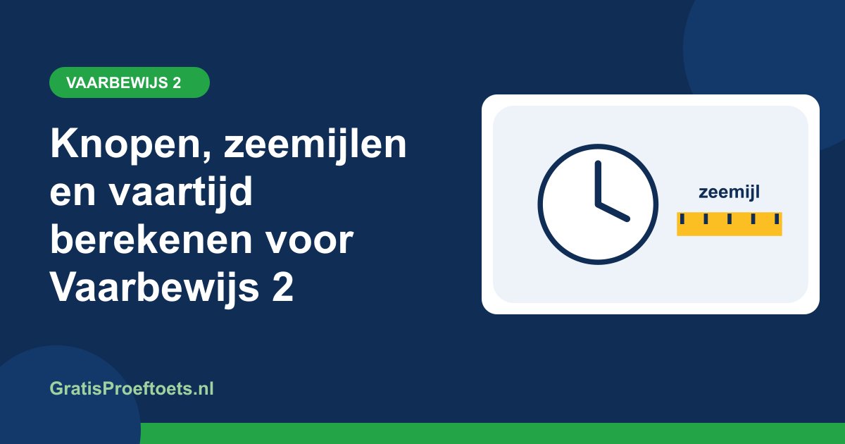 Illustratie bij het artikel "Knopen, zeemijlen en vaartijd berekenen voor Vaarbewijs 2" (Vaarbewijs 2)