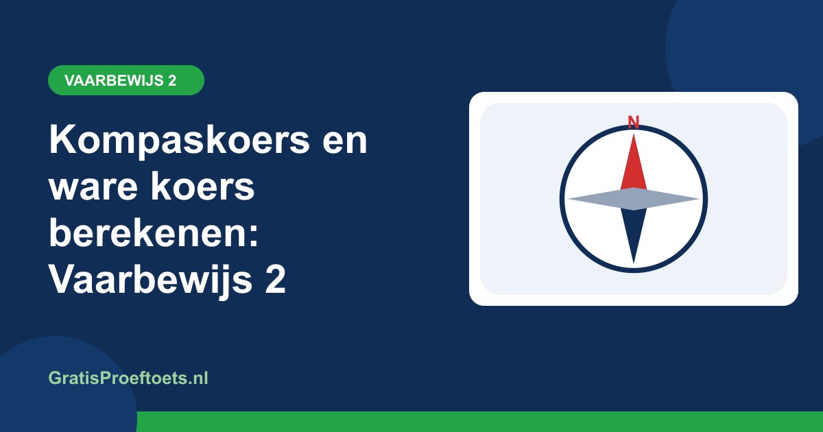 Illustratie bij het artikel "Kompaskoers en ware koers berekenen: Vaarbewijs 2" (Vaarbewijs 2)